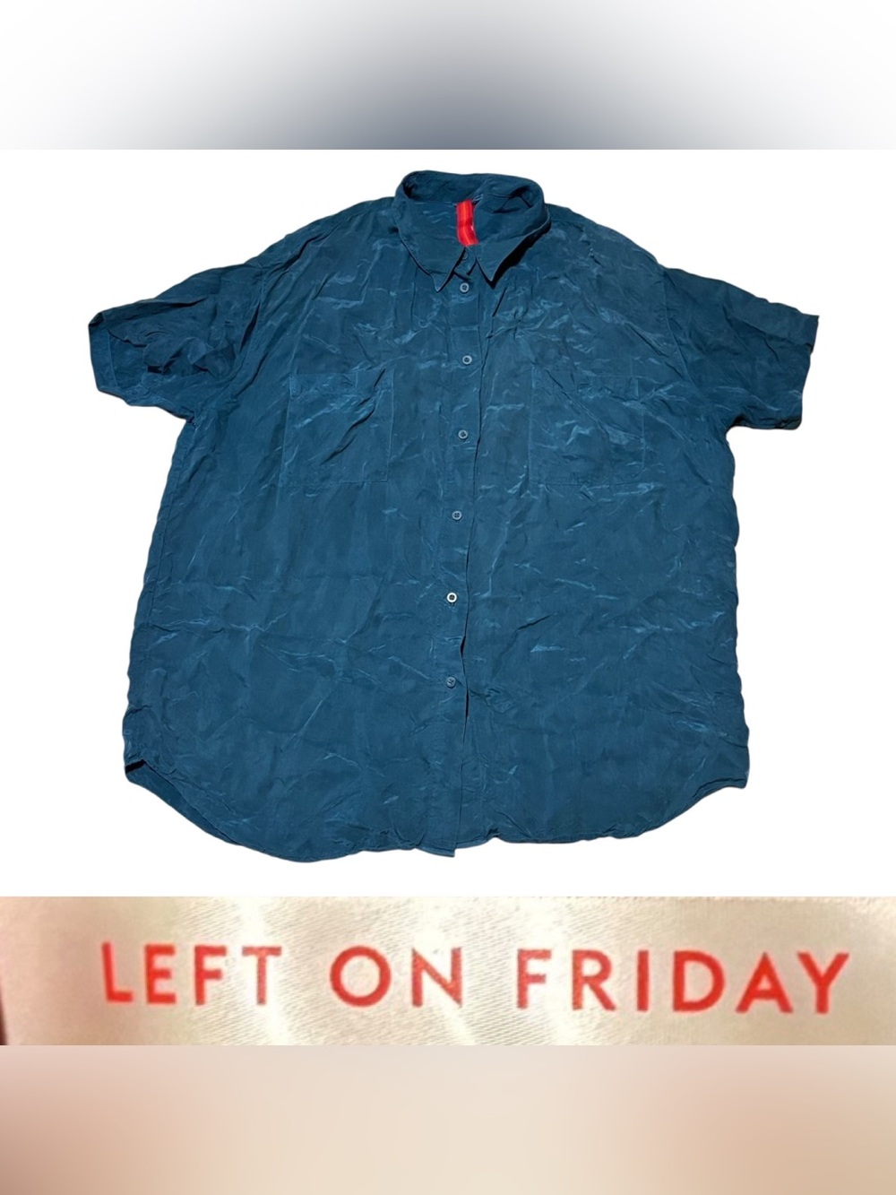 Left On Friday Day Trip Button Down Shirt Women’s Size L/XL In (Deep End) Teal